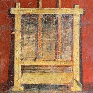 Pressa a vite per i panni. Affresco in una fullonica di Pompei, oggi conservata al Museo Archeologico Nazionale di Napoli