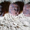 I Coperchi Di Tre Vasi Canopi Scoperti Nel Fayum (ph. MoA)